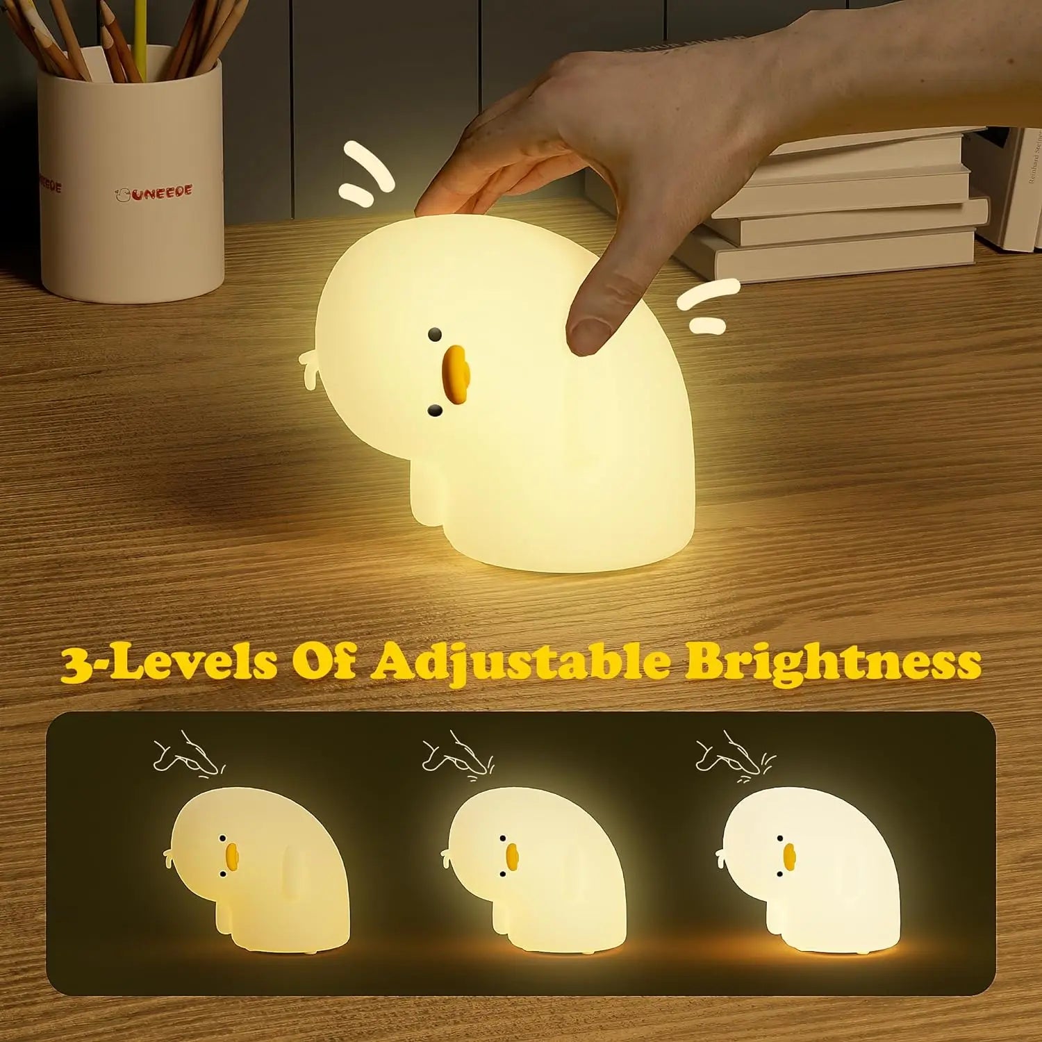 Funny Duck Rechargeable LED Night Light Silicone Lamp Bedside Cartoon Cute Children Nightlights for Home Room Decor Birthday Gif tableandwalllamps