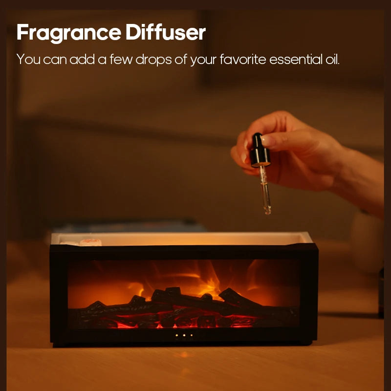 2024 New Creative Fireplace Aroma Diffuser 150ml Colorful Flame Air Humidifier with Remote and Waterless Auto Off for Home Room tableandwalllamps