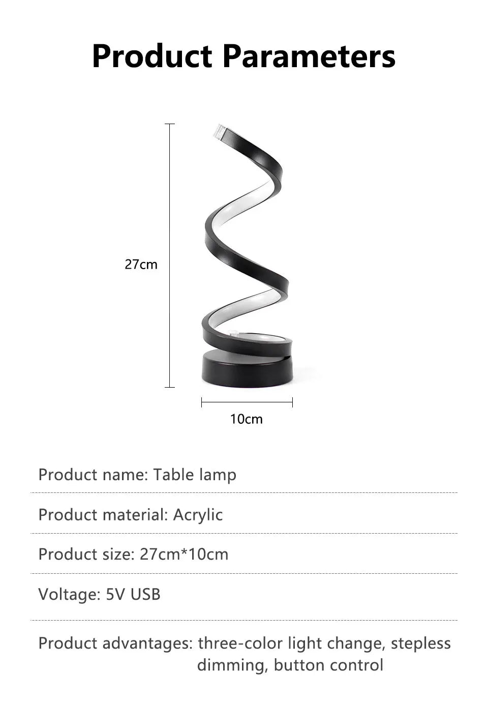 Modern Spiral Table LED Night Light Dimmable Desk Lamp Living Room Nightstand Lamp Bedside Table Study Office Bedroom Decoration tableandwalllamps