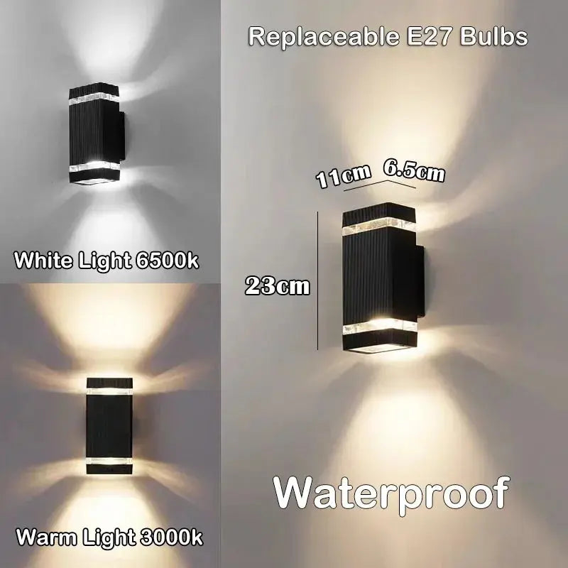 E27 Outdoor Wall Lights Up Down LED Sconce IP65 Waterproof Exterior Wall Sconce for Porch Front Door Lighting Outside Wall Lamp tableandwalllamps