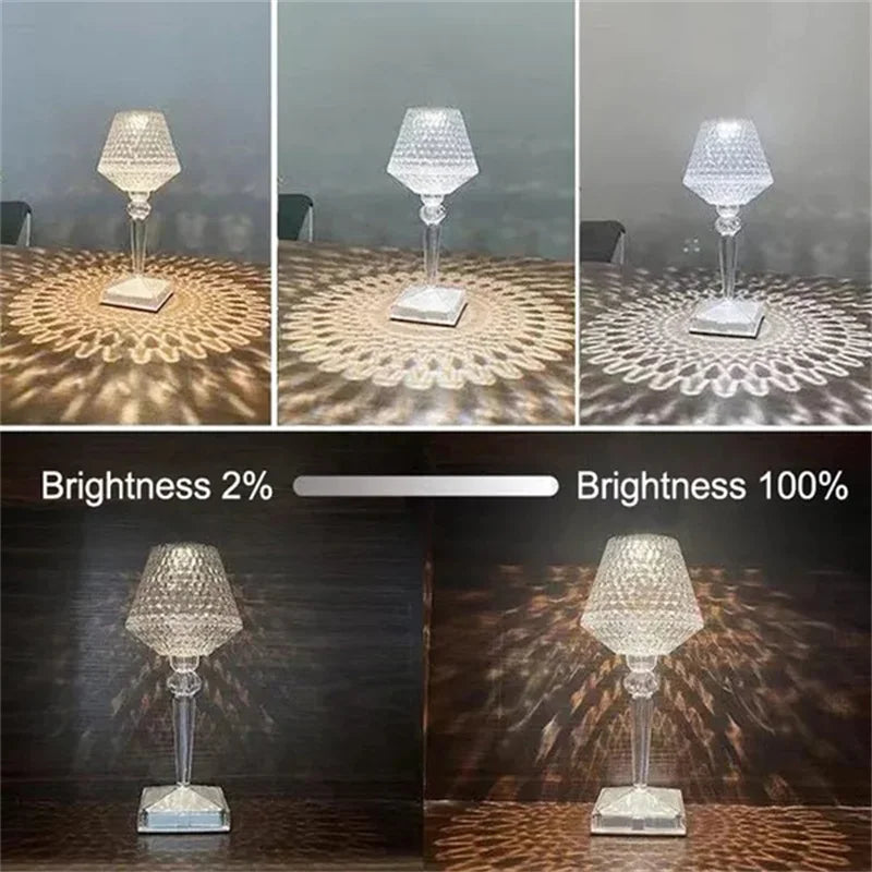 Crystal Table Lamp Rechargeable Touch Light-changing Eye Protection Lamp For Home Bedroom Bedside Decoration Lights Dropshipping tableandwalllamps