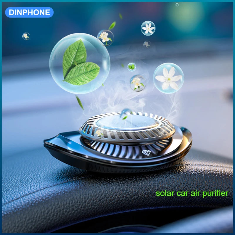 DINPHONE Solar Car Air Freshener Rotary Aroma Diffuser Auto Interior Accessories Essential Oils Diffuse tableandwalllamps