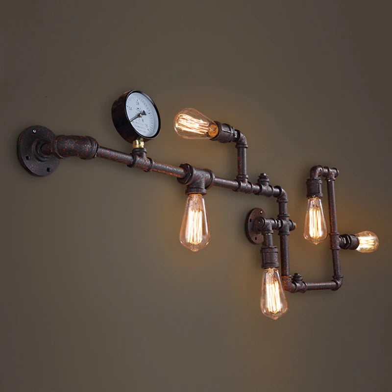 European Retro Wall Lamp Industrial Style Restaurant Bar Entrance Personalized Iron Art Water Pipe Decoration Lighting Fixtures tableandwalllamps