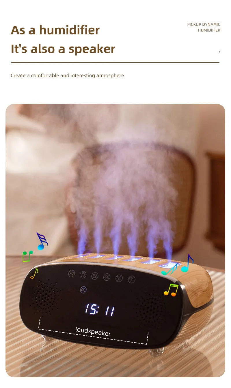 Essential Oil Diffuser, Aroma Diffuser with Bluetooth Speaker Alarm Clock - 500ml Cool Mist Humidifier with for Large Room Home tableandwalllamps