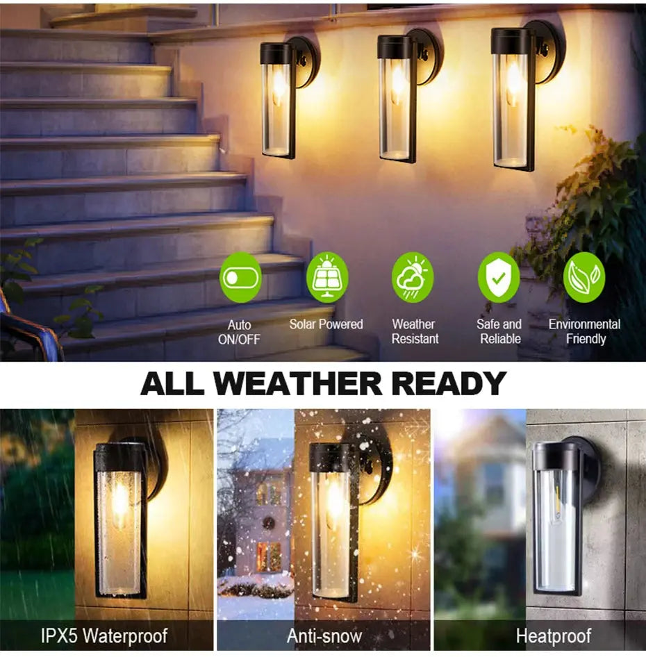 Solar Wall Lamp Outdoor Waterproof Intelligent Induction Tungsten Filament Lamp Courtyard Garden Villa Lighting Night Light tableandwalllamps