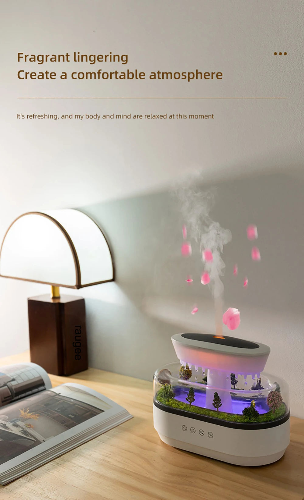 Raindrop Aroma Diffuser 250ml Air Humidifier Essential Oil Diffuser for Household Fragrance Diffuser with Colorful Night Light tableandwalllamps