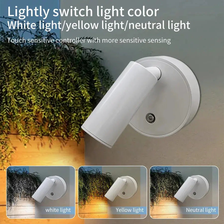 Magnetic LED Wall Lamp USB Rechargeable Touch Switch Wall Lights Spotlight Cordless Dimmable Bedroom Bedside Lamp Reading Light tableandwalllamps