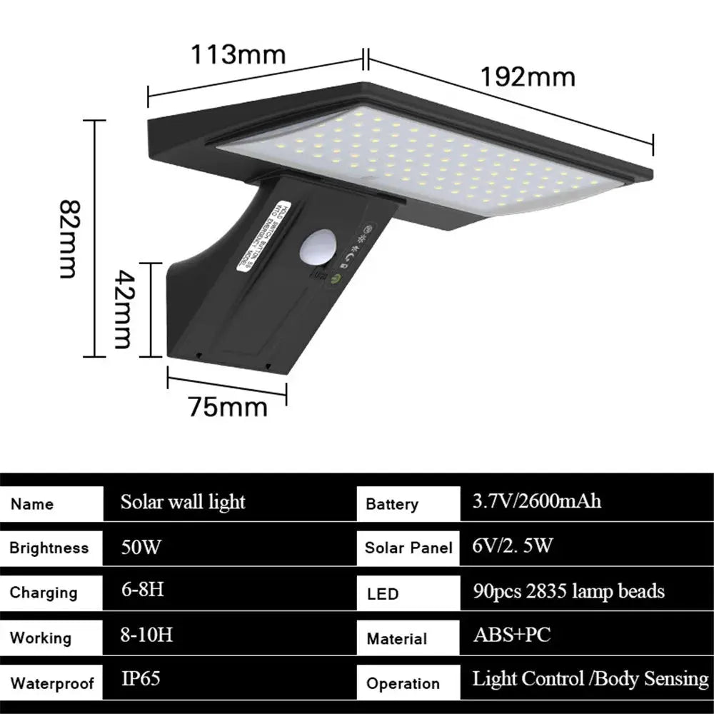 Solar Outdoor Lamps Garden Wall Motion Sensor Street Lawn Light IP 65 Waterproof Warm White Courtyard Solar Power Spotlighting tableandwalllamps