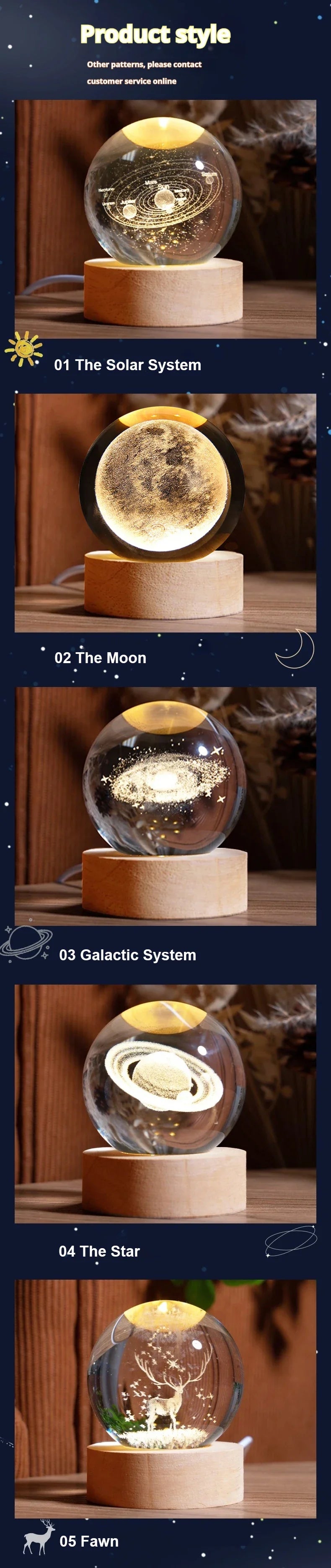 Christmas NEW LED Night Light Milky Way Galaxy Solar System Crystal Ball Children  Lamp Bedroom Ambient Light Creative Gift tableandwalllamps