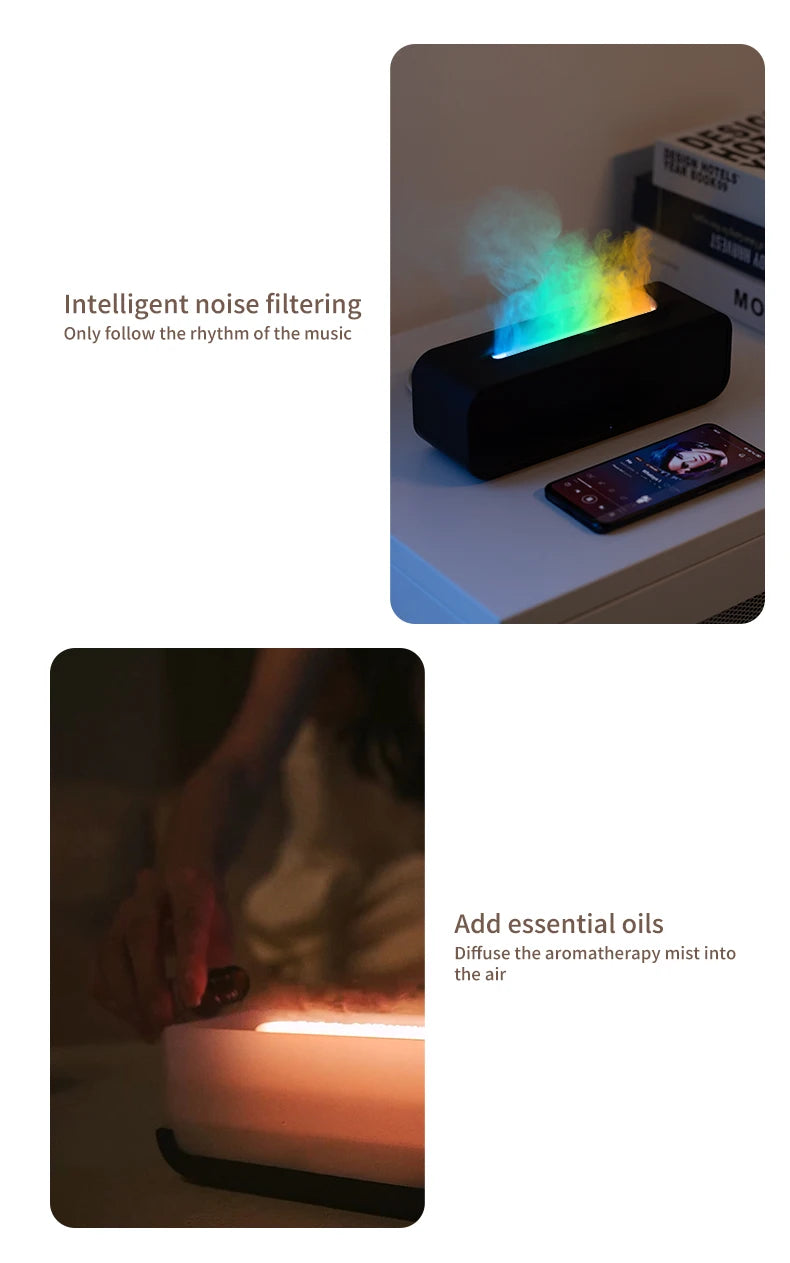 New Simulated Flame Aromatherapy Machine Remote Control 7-Color Lighting Timing Mute Humidification Household Perfume Dilator tableandwalllamps