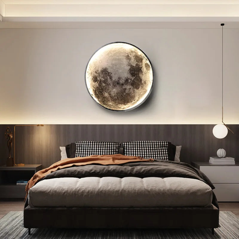 Nordic Art Design LED Moon Wall Lamp Bedroom Bedside Living Room Background  Lights Corridor Mural Courtyard Lighting Decor tableandwalllamps