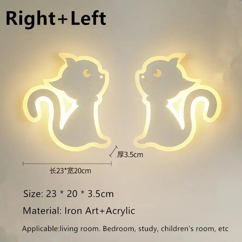 Children's room wall light Northern Europe modern simple creative male and female bedroom minimalist bedside lamp cat wall light tableandwalllamps