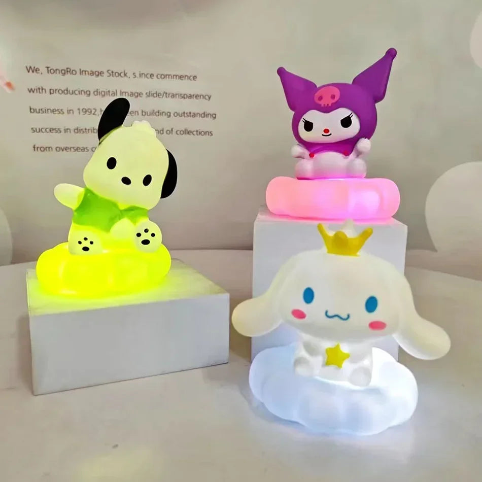 Anime Sanrio Hello Kitty Kuromi Cinnamoroll Melody Night Light Glowing Children Toy Bedside Lamp Kawaii Cute Kids Birthday Gift tableandwalllamps