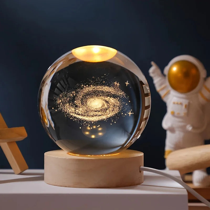 USB LED Night Light Galaxy Saturn 3D Crystal Ball Mood Light Bedroom Home Decor Table Lamp for Children Christmas Creative Gift tableandwalllamps