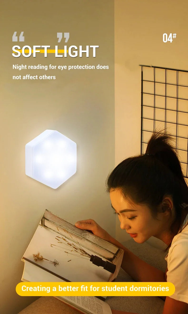 6pcs Touch Control Hexagonal LED Wall Light,Honeycomb Lights, Touch Sensitive Wall Lights, Night Lights, Honeycomb Lights tableandwalllamps