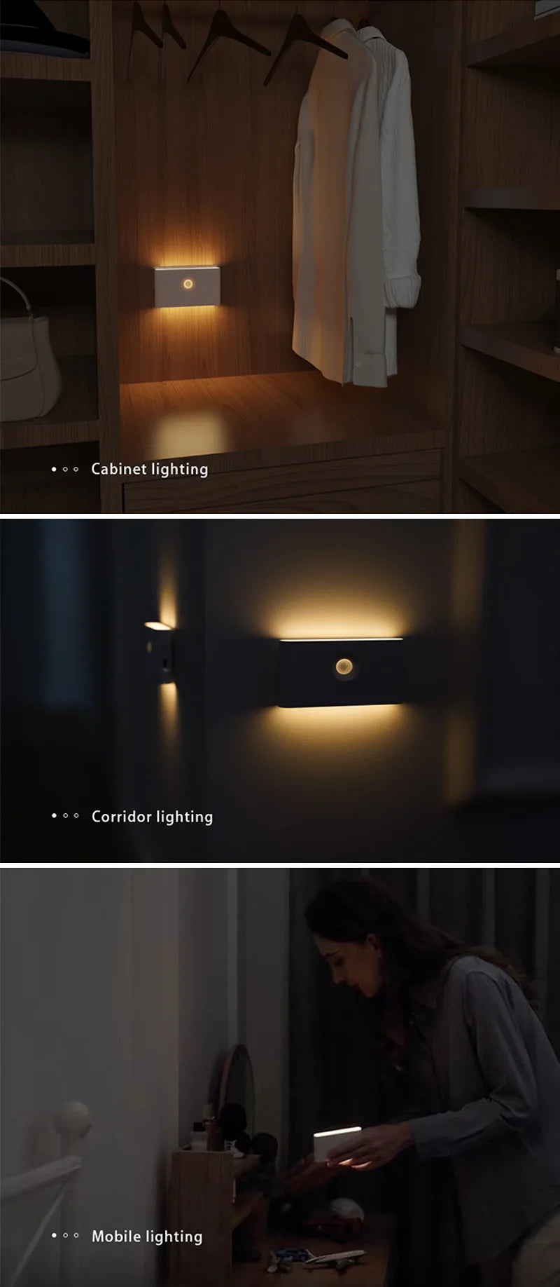 Smart Linkage Motion Sensor Night Light Rechargeable Wireless Magnetic LED Induction Lamp Wall Home Bedroom Kitchen Staircase tableandwalllamps