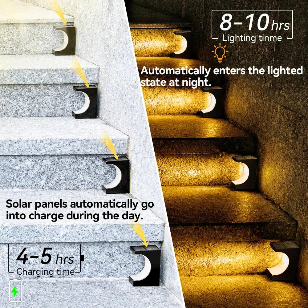 Solar Stair Light LED Porch Light Outdoor IP65 Waterproof Solar Light Decorative Lighting For Garden Deck Path 2pcs no-punch tableandwalllamps