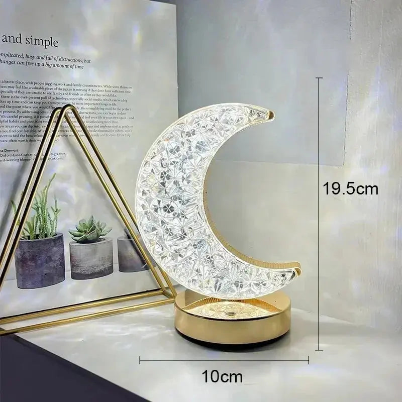 Bedroom Crystal Touch Dimming Night Light Girls Room Home Decor Aesthetics USB Charging Bedside LED Ambient Table 3D Moon Lamp tableandwalllamps