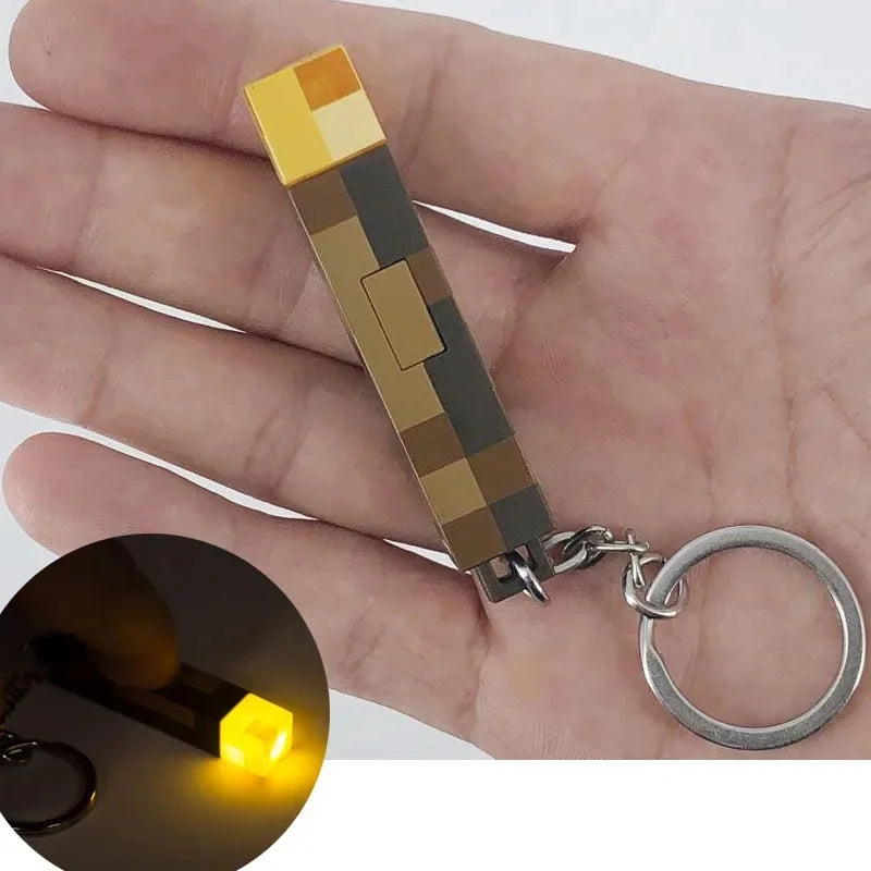 Minecraft Anime Game Pendant Torch Props Game Student Glow Keychain Creativity Male Child Key Ring Birthday Gift tableandwalllamps