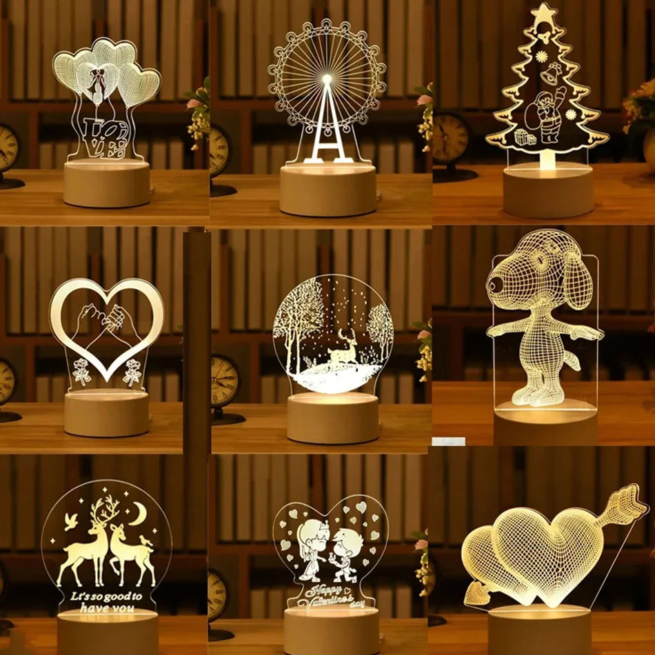 3D Lamp Acrylic USB LED Night Lights Neon Sign Lamp Xmas Christmas Decorations for Home Bedroom Birthday Decor Wedding Gifts tableandwalllamps