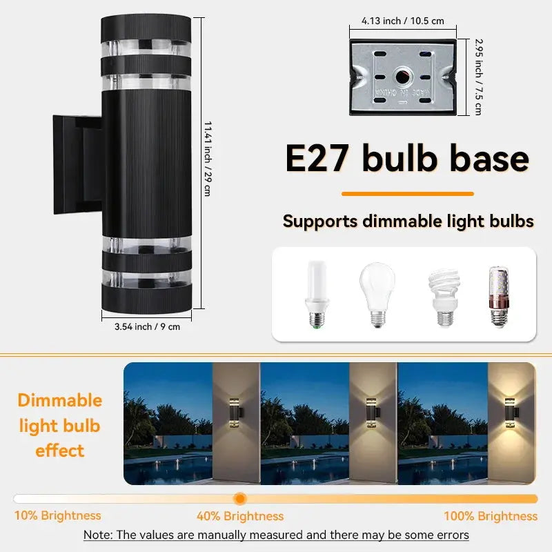 E27 Outdoor Wall Lights Up Down LED Sconce IP65 Waterproof Exterior Wall Sconce for Porch Front Door Lighting Outside Wall Lamp tableandwalllamps