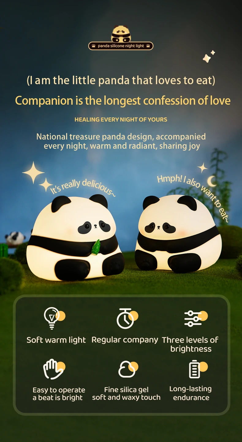 Panda Night Light, Touch Activated LED Desk Lamp, Cute Cartoon Baby Night Lamp for Kids Bedroom, Soft LED Nightlight for Kids tableandwalllamps