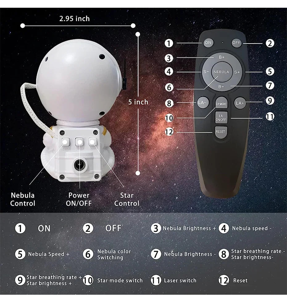 Star Projector Galaxy Night Light Astronaut Space Projector Starry Nebula Ceiling LED Lamp for Bedroom Home Decorative kids gift tableandwalllamps