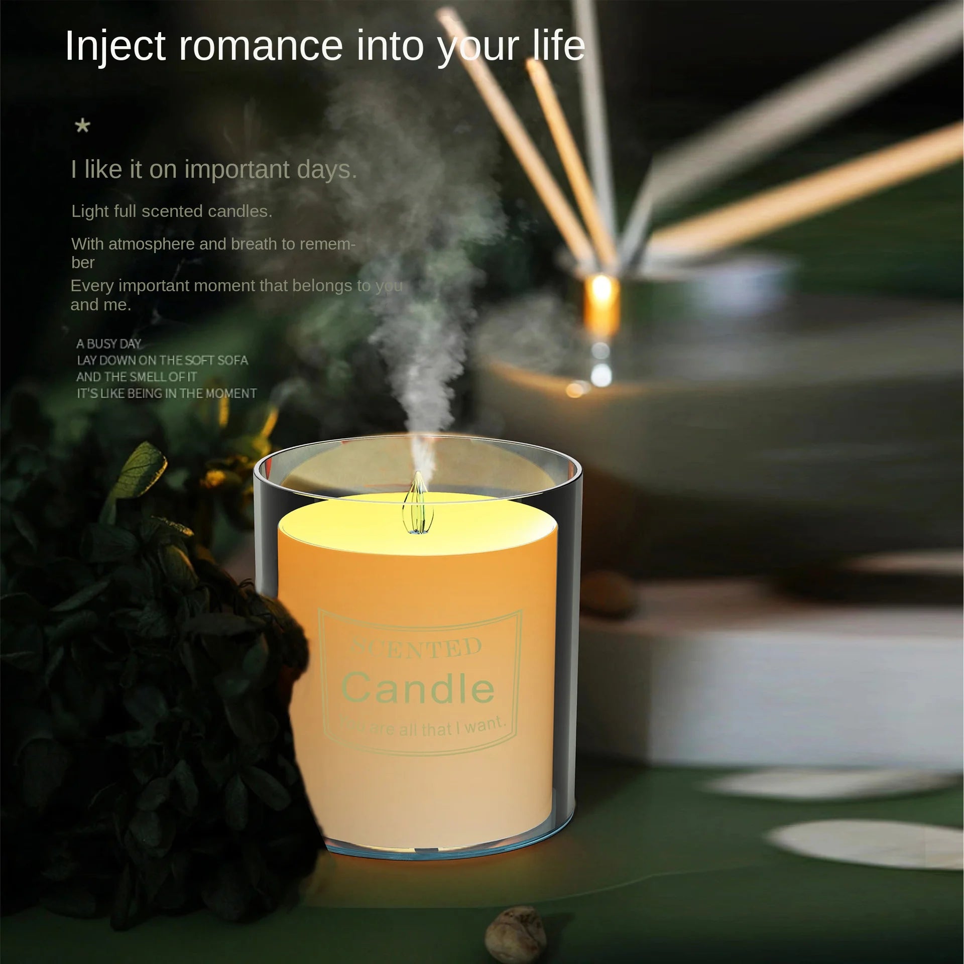 Candle Mist Maker Fogger Atmosphere Light Mini Aroma Essential Oil Diffuser Humidifier Air Freshener Home Decor tableandwalllamps