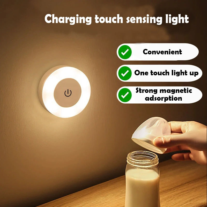 Dimming Touch LED Night Light USB Rechargeable Night Lamp Dedroom Kitchen Cabinet Wardrobe Lamp Staircase Wireless Closet Light tableandwalllamps