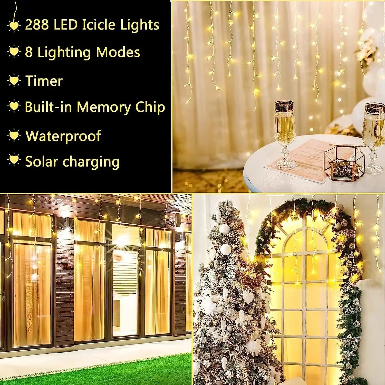 Solar Outdoor Light Garland Christmas Decorations 2023 Street Garland 8 Modes Festoon Led Light String with Remote Control tableandwalllamps