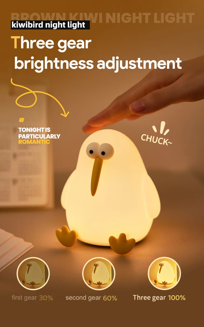 Cartoon Rechargeable Night Light Led Table Lamp Silicone Ghost Kiwi Panda Birthday Gift Baby Nursery Room Bedroom Nightlight tableandwalllamps