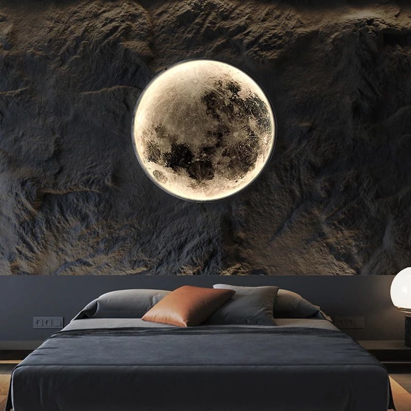 Nordic Art Design LED Moon Wall Lamp Bedroom Bedside Living Room Background  Lights Corridor Mural Courtyard Lighting Decor tableandwalllamps