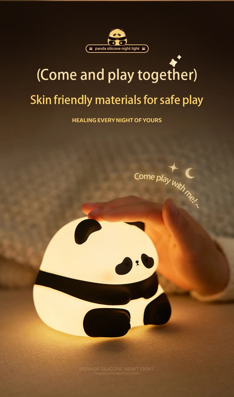 Panda Night Light, Touch Activated LED Desk Lamp, Cute Cartoon Baby Night Lamp for Kids Bedroom, Soft LED Nightlight for Kids tableandwalllamps