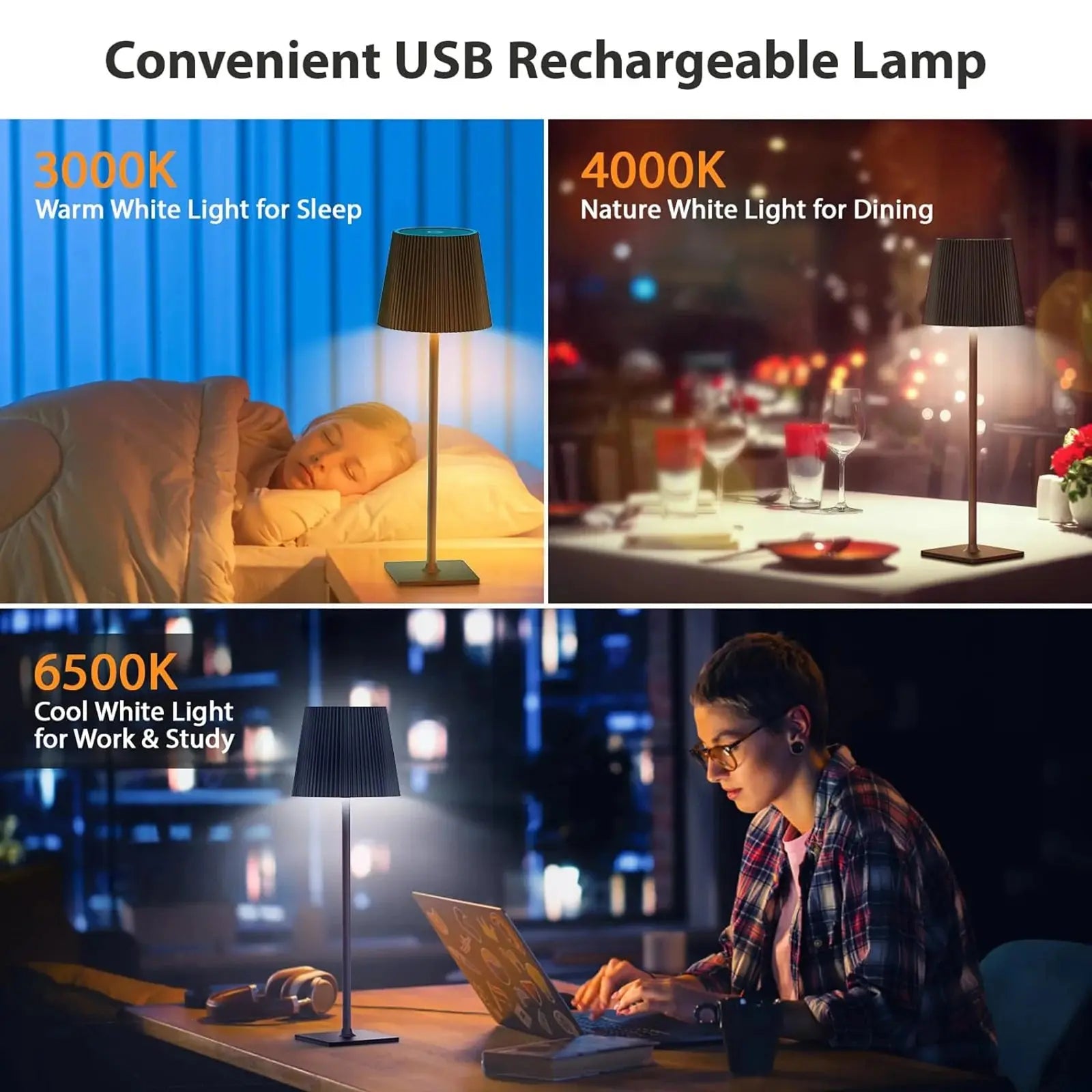 2Pcs Modern LED Desk Lamp LED Table Lamp with Touch Dimmable Night Light with 3 Color for Living Room Bedroom Study Office tableandwalllamps