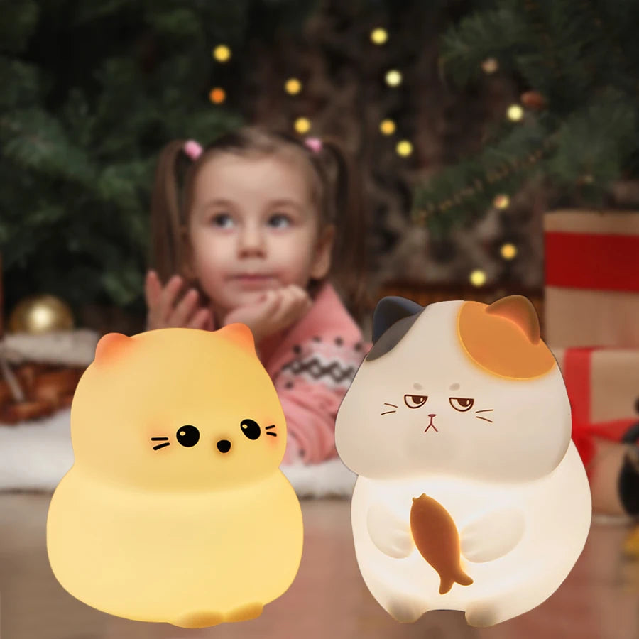 Cute Kitty Led Night Light Rechargeable Silicone Cat Table Lamp for Toddler Kids Room Bedroom Baby Nursery Lamp Birthday Gifts tableandwalllamps