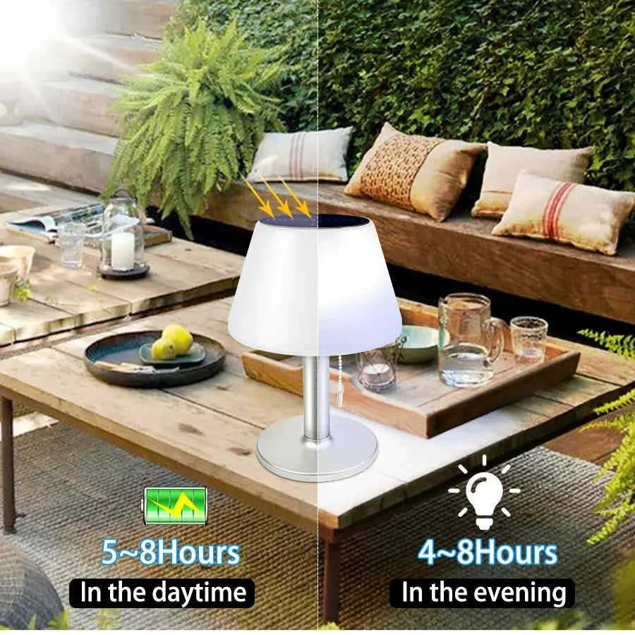 Solar Table White Night Light Household Outdoor Garden Indoor Desk Solar Read Lamp Stainless Steel Balcony LED Lighting Lamps tableandwalllamps