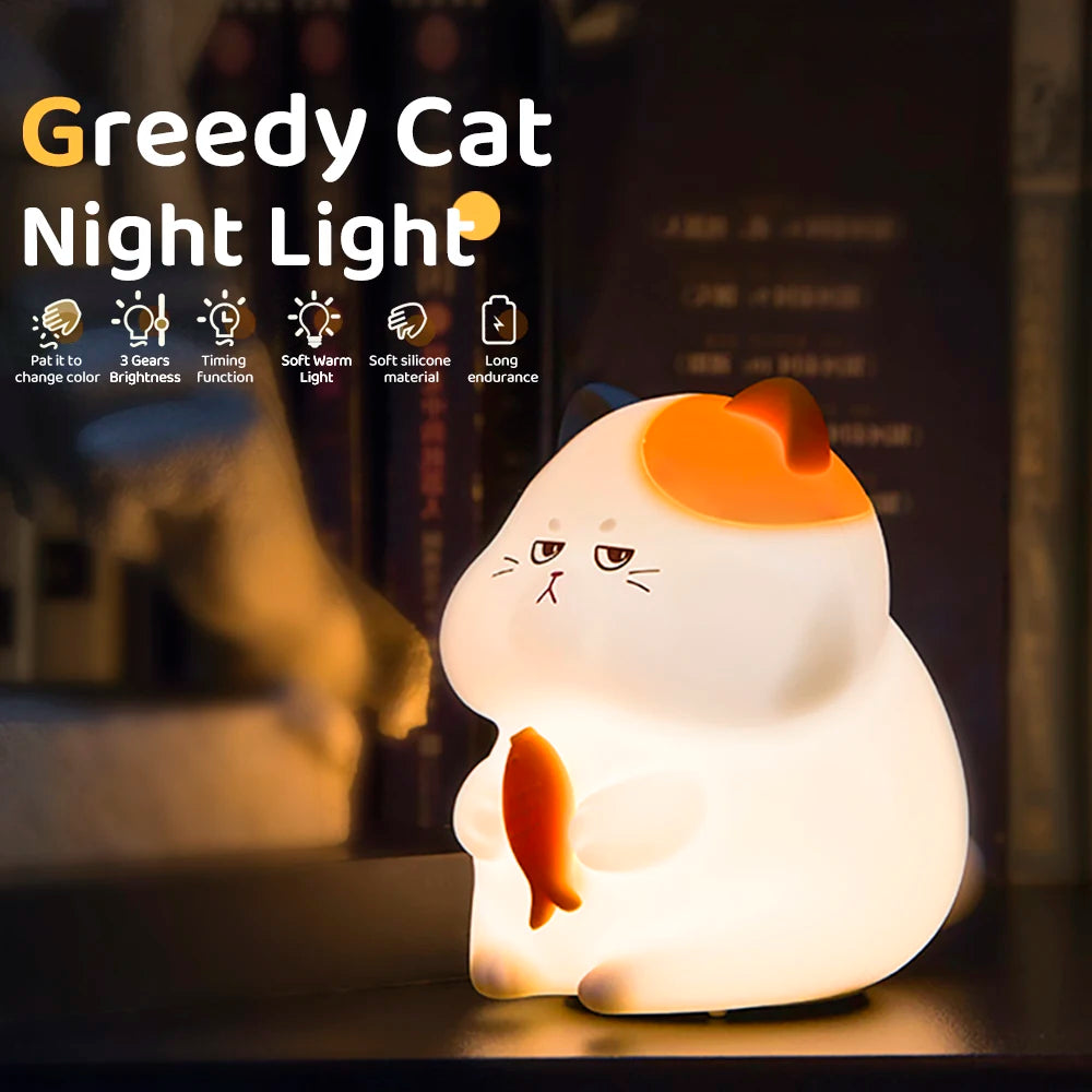 Silicone Cat Dog Night Light USB Rechargeable Nursery Sleeping Lamp Kawaii Cat Animal Night Lights for Kids Bedside Decoration tableandwalllamps