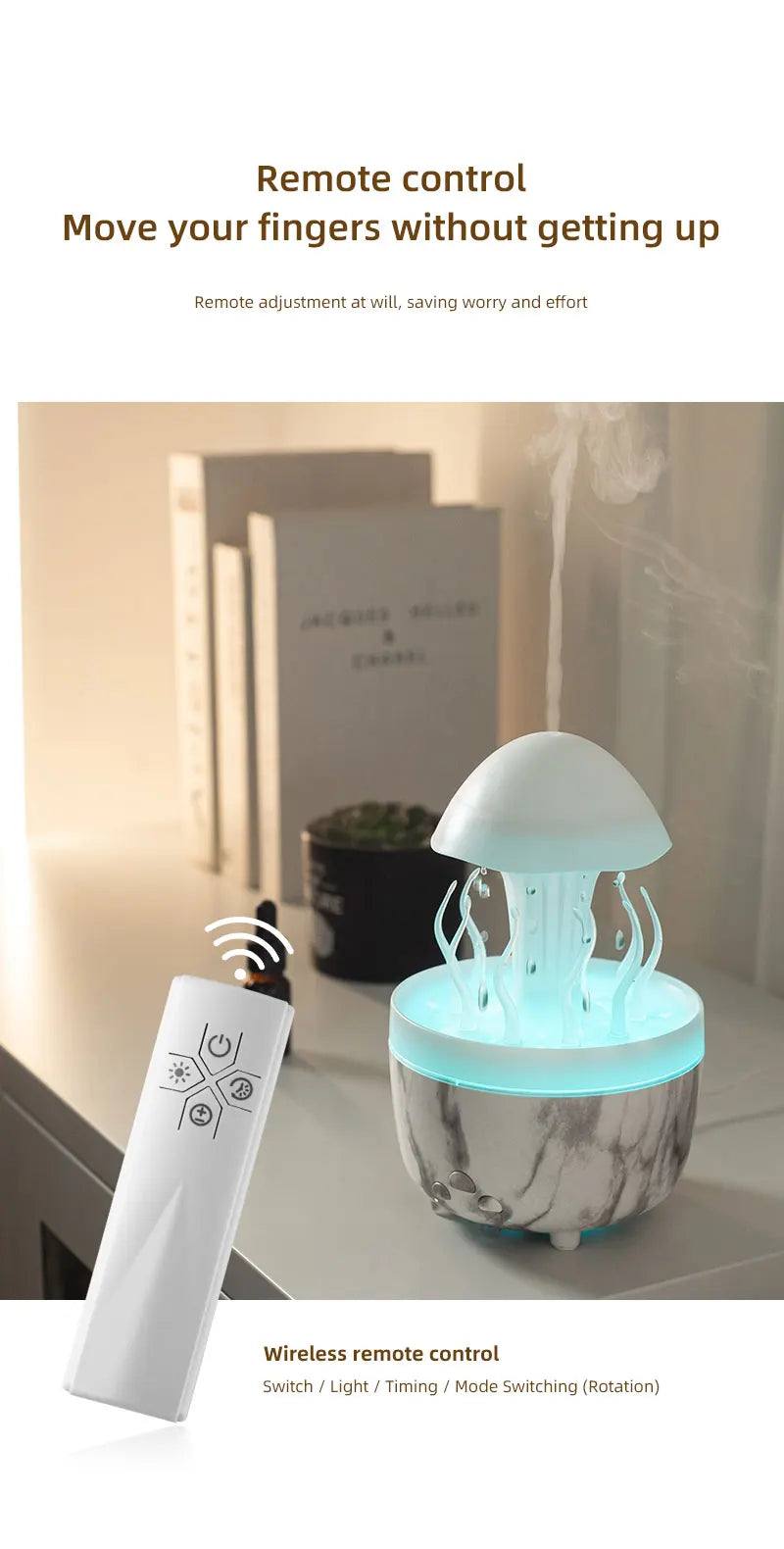 Remote Control Electric Air Humidifier Simulated Swinging Jellyfish Atmosphere Fragrance Diffuser Aroma Machine Humidifiers tableandwalllamps