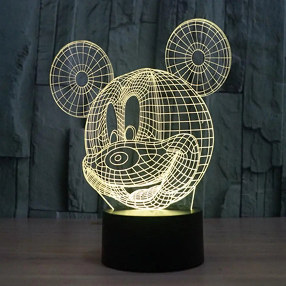 Disney Cartoon 3D Night Light Minnie Mickey Mouse Acrylic Touch 3D illusion Lamp Bedroom Decorative Table Lamp Child Toys Gifts tableandwalllamps