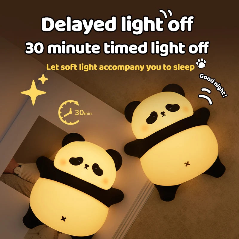 4Styles Panda LED Night Light Cute Silicone Lamp Baby Nursery Touch Sensor Nightlight Rechargeable with 3 Warm Light for Bedroom tableandwalllamps