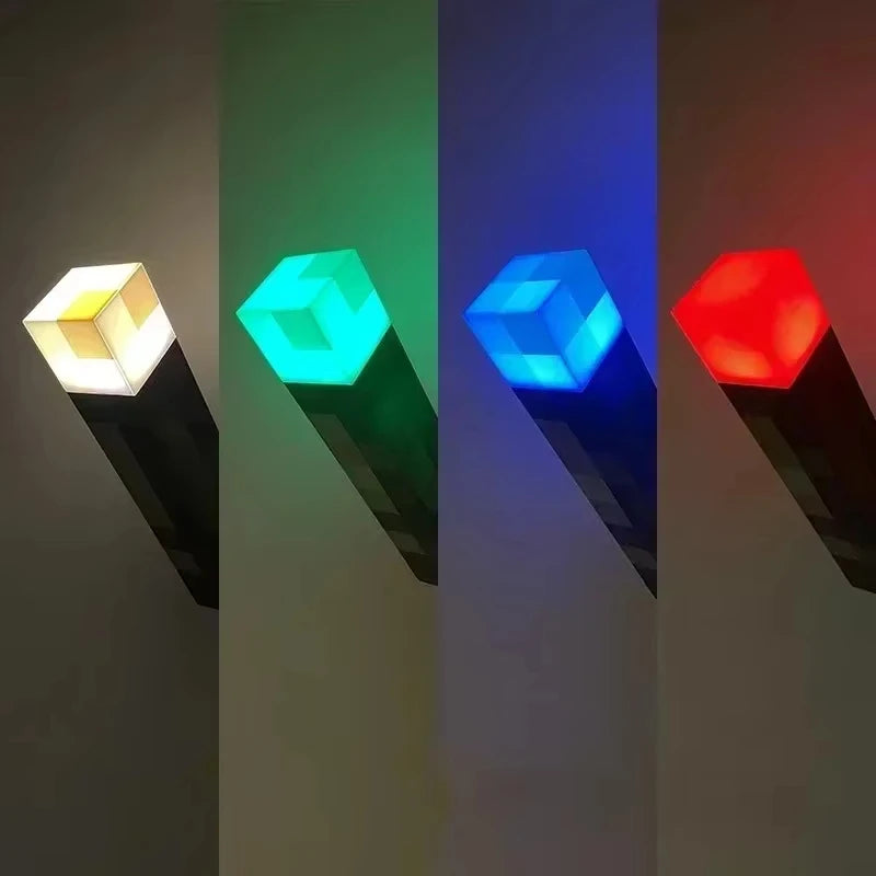 Minecraft Brownstone Torch Lamp Figure 4 Colors Bedroom Decorative Light LED Night Light USB Charging with Buckle Kids Toy Gift tableandwalllamps