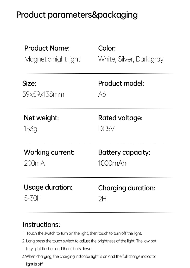 LED Minimalist Cordless Table Lamps 3 Levels Dimmable Rechargeable Camping Atmosphere Light Magnetic Filament Wireless Lamp tableandwalllamps