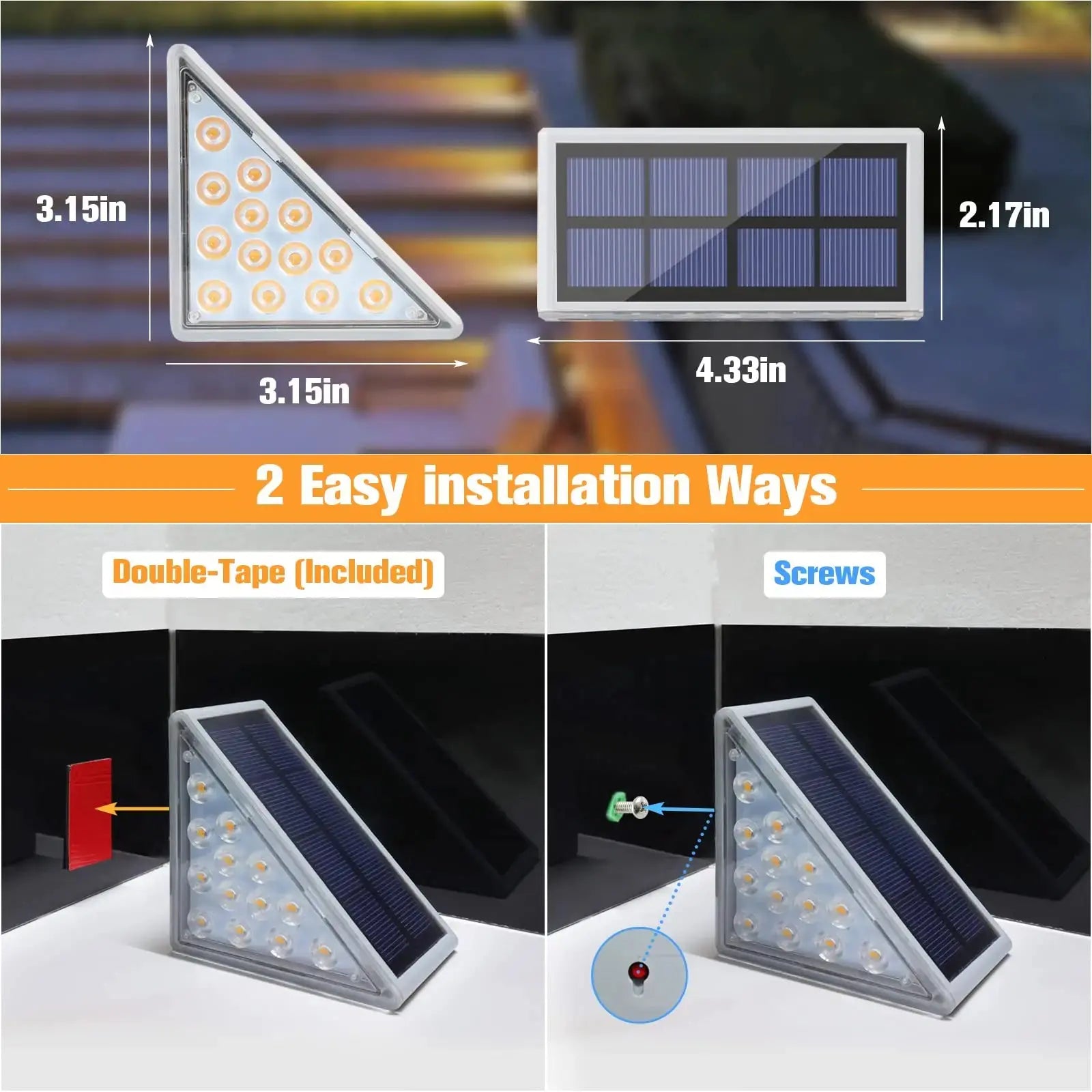 LED Outdoor Solar Light Step Lamp Lens Design Super Bright IP67 waterproof Anti-theft Stair Light Decor Lighting For Garden Deck tableandwalllamps