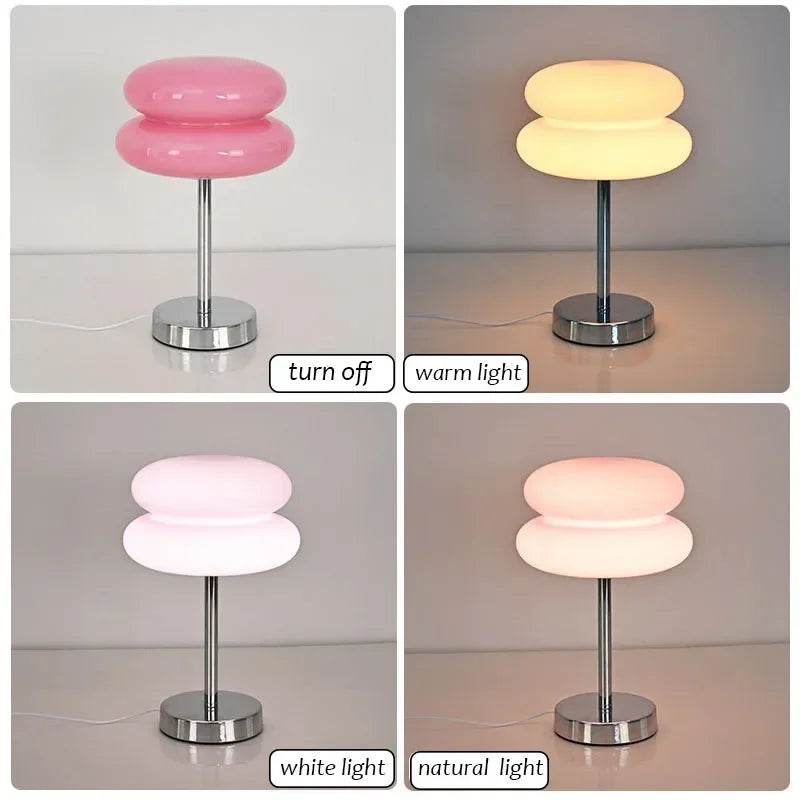 Italian Designer Glass Egg Tart Table Lamp Bedroom Bedside Study Reading Led Night Light Home Decor Atmosphere Stained Desk Lamp tableandwalllamps