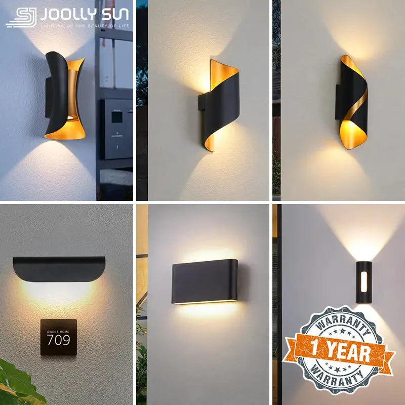 JoollySun Wall Light Outdoor Lamp Home Decor Lighting for Balcony Garden LED Waterproof Aluminium Modern Wall Mounted Sconces tableandwalllamps