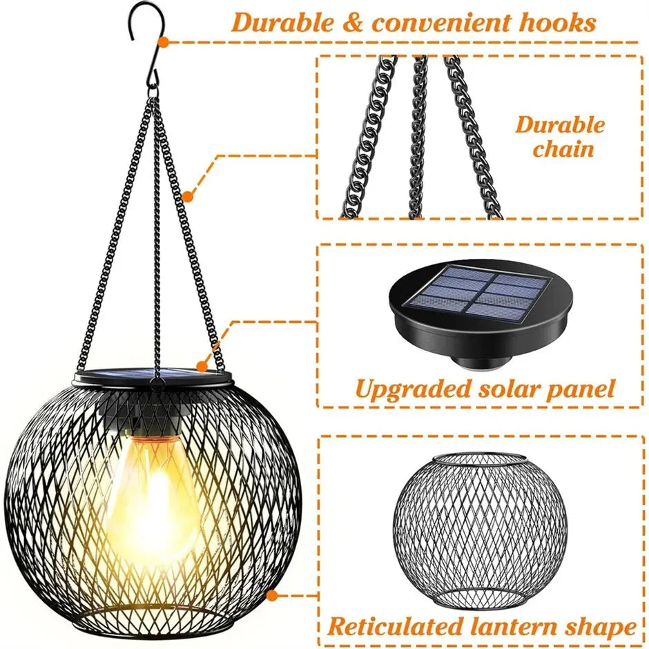 Solar Lantern Outdoor, Ortiny Upgraded Solar Lights for Outside Decorative Outdoor Hanging Lights Waterproof Solar Lanterns tableandwalllamps