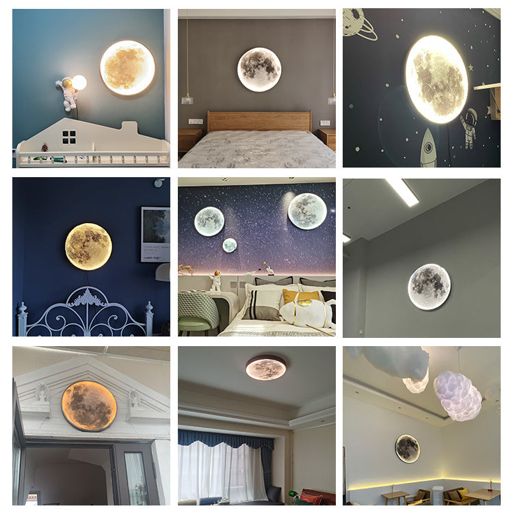 Nordic Art Design LED Moon Wall Lamp Bedroom Bedside Living Room Background  Lights Corridor Mural Courtyard Lighting Decor tableandwalllamps