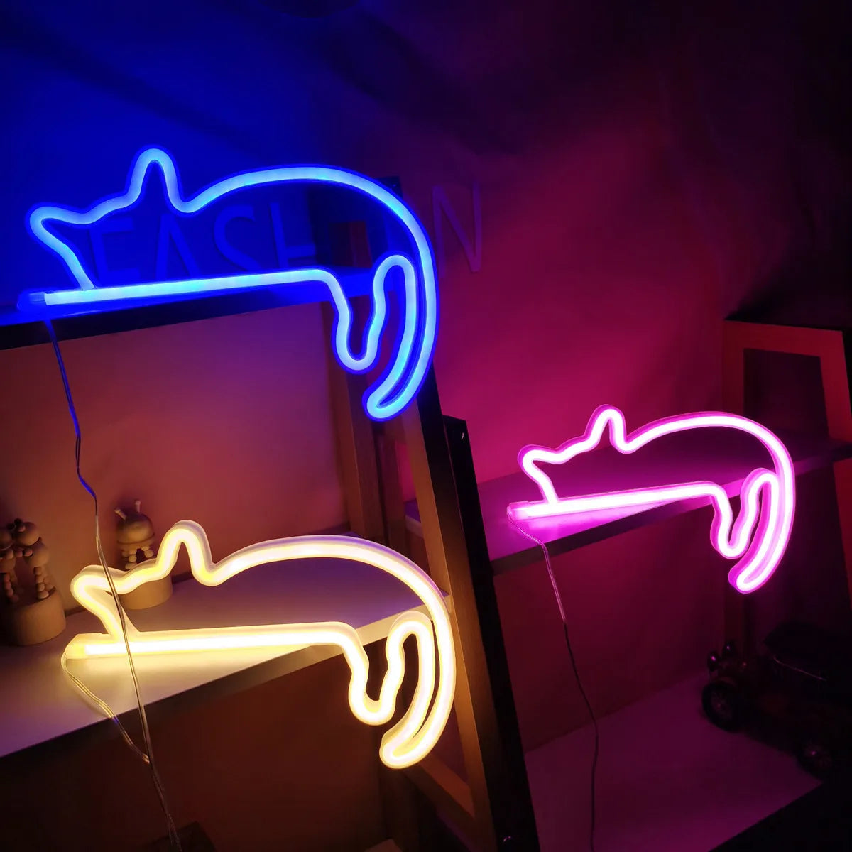 Cat Neon Sign for Wall Decor Led Light Up Sign Decor Pet Store Animal Club USB for Room Wall Home Party Birthday Gift tableandwalllamps