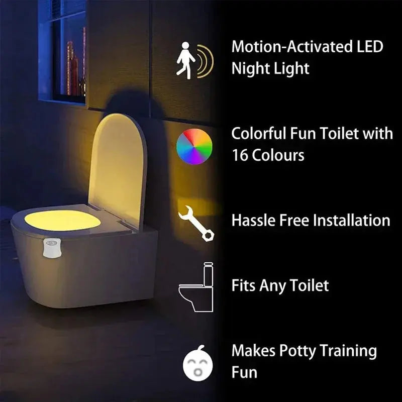 Toilet Night Light PIR Motion Sensor Toilet Lights LED Washroom Night Lamp 8/16Colors Toilet Bowl Lighting For Bathroom Washroom tableandwalllamps