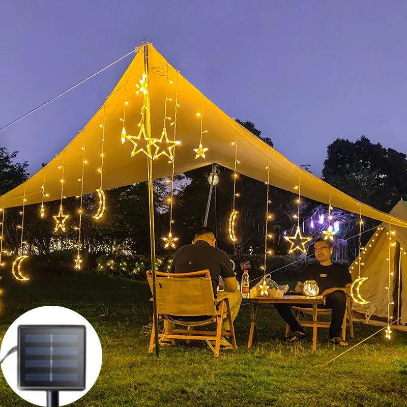 Christmas Lights Solar Moon Star LED String Lights Decoration for Home outdoor Wedding Led Curtain Lamp Holiday Decor tableandwalllamps